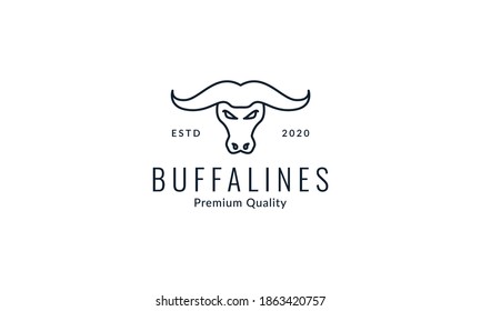 animal buffalo or cow line modern  logo vector icon design illustration