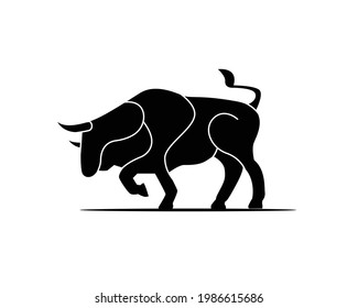 Animal buffalo geometric logo symbol vector icon illustration graphic design