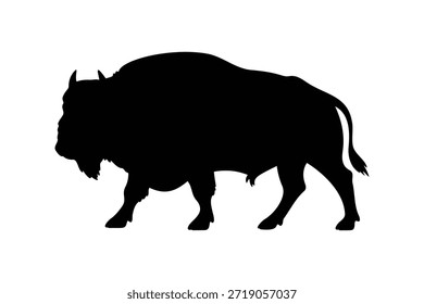 Diseño de ilustración plana de Vector de silueta de búfalo animal.