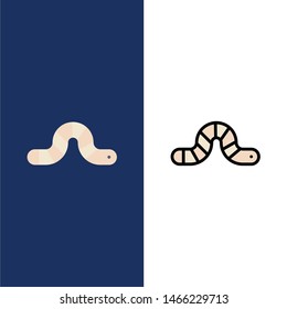 Animal, Bug, Insect, Snake  Icons. Flat and Line Filled Icon Set Vector Blue Background. Vector Icon Template background