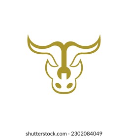 Animal Bull Head Wrench Modern Creative Logo