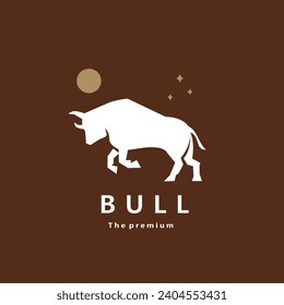 animal bull natural logo vector icon silhouette retro hipster