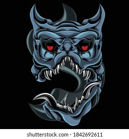 animal bulldog illustration theme horror and angry with sharp tooth