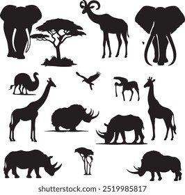 animal bundle silhouette vector illustration