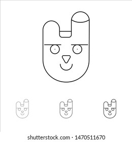 Animal, Bunny, Face, Rabbit Bold and thin black line icon set. Vector Icon Template background
