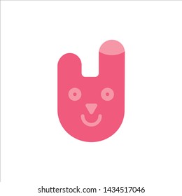 Animal, Bunny, Face, Rabbit  Flat Color Icon. Vector icon banner Template