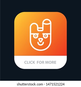 Animal, Bunny, Face, Rabbit Mobile App Button. Android and IOS Line Version