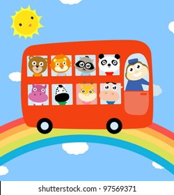  Animal bus and rainbow