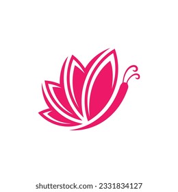 Animal Butterfly flying with Lotus leaf beauty nature vector design, logo design template for your company