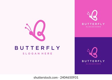 animal or butterfly logo design with line art