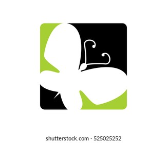 Animal Butterfly Silhouette Negative Space Logo Template Element
