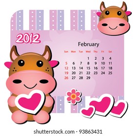 Animal calendar series (February-cow version. up to twelve animals available.)