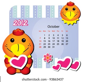 Animal calendar series (October-chicken version. up to twelve animals available.)