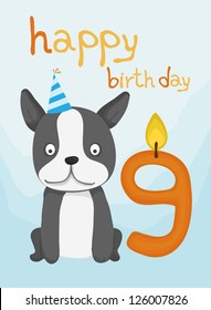 animal card collection, happy cute dog birthday