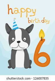 animal card collection, happy cute dog birthday