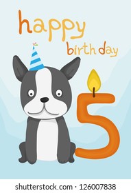 animal card collection, happy cute dog birthday