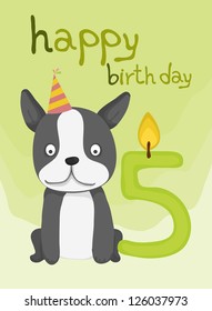 animal card collection, happy cute dog birthday