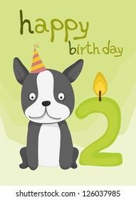 animal card collection, happy cute dog birthday