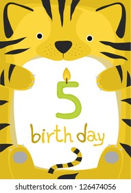 animal card collection , happy little animal tiger five year old