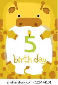 animal card collection , happy little animal giraffe five year old