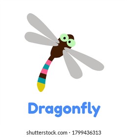 Animal Card Dragonfly For Kid Illustration Vector