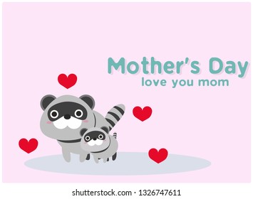 Animal Cards Mother's Day Love Mom Cute Vector Illustration