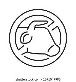 Animal care black line icon. Label do not eat animal meat sign. Vegetarian lifestyle. Cruelty Free sign. Pictogram for web page, mobile app. UI UX GUI design element. Editable stroke.