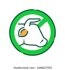 Animal care color line icon. Label do not eat animal meat sign. Vegetarian lifestyle. Cruelty Free sign. Pictogram for web page, mobile app. UI/UX/GUI design element. Editable stroke.