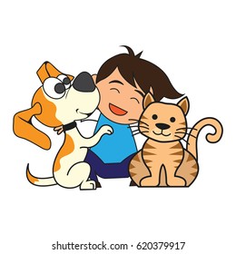 animal care concept, love, caring and affection to the animal. cartoon. vector illustration