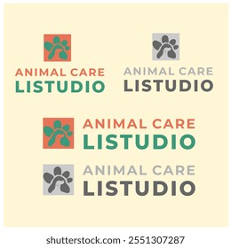 Logotipo de perro de cuidado animal estilo retro plano