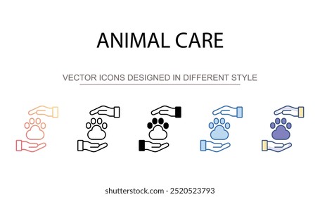 Diseño de icono de cuidado animal con fondo blanco Ilustración de stock