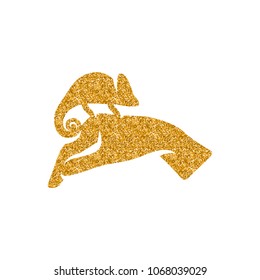 Animal care icon in gold glitter texture. Sparkle luxury style vector illustration.