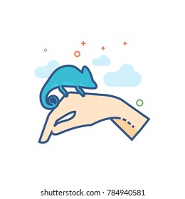 Animal care icon in outlined flat color style. Vector illustration.
