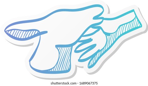 Animal care icon in sticker color style. Deer mammal zoo jungle human feeding