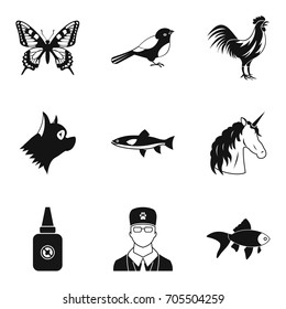 Animal care icons set. Simple set of 9 animal care vector icons for web isolated on white background
