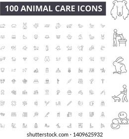 Animal care line icons, signs, vector set, outline illustration concept 