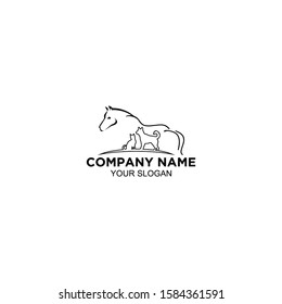 Animal Care Line Logo Design Vector