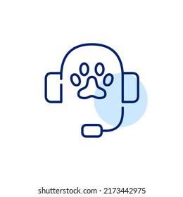 Animal care support call-centre. Pixel perfect, editable stroke line art icon