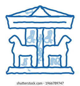 animal carousel sketch icon vector. Hand drawn blue doodle line art animal carousel sign. isolated symbol illustration