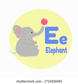 Animal Cartoon Alphabet E Cute Elephant Vector