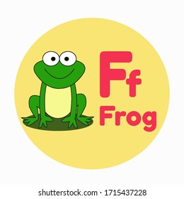 Animal Cartoon Alphabet F Cute Frog Vector