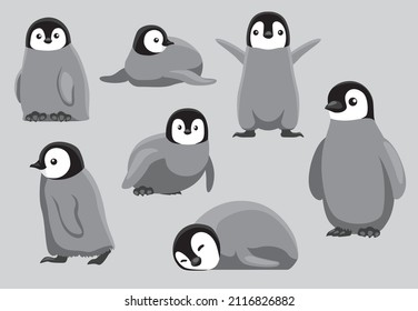 Animal Cartoon Baby Emperor Penguin Chick Vector Illustration