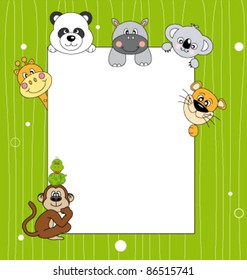 Animal cartoon and blank sign