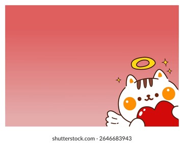 Animal cartoon character: angel cat withe a big heart