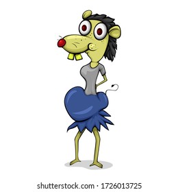 Animal cartoon character based on rat and hypocritically isolated on blank background