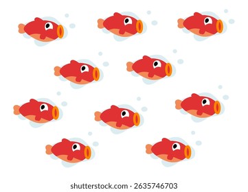Personagem de desenho animado animal: peixe de ouro engraçado em um fundo branco 
