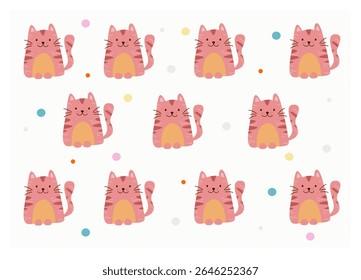Personagem de desenho animado animal: pequeno cate sem costura em um fundo de ponto 