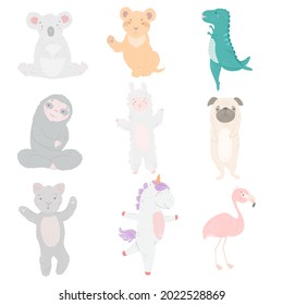 Animal cartoon character set, Vector illustration, flat design.