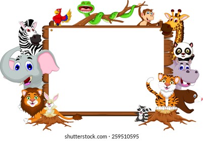 Animal Cartoon Collection Blank Board Stock Vector (Royalty Free ...