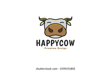 animal cartoon cute head cow colorful logo vector symbol icon design illustration